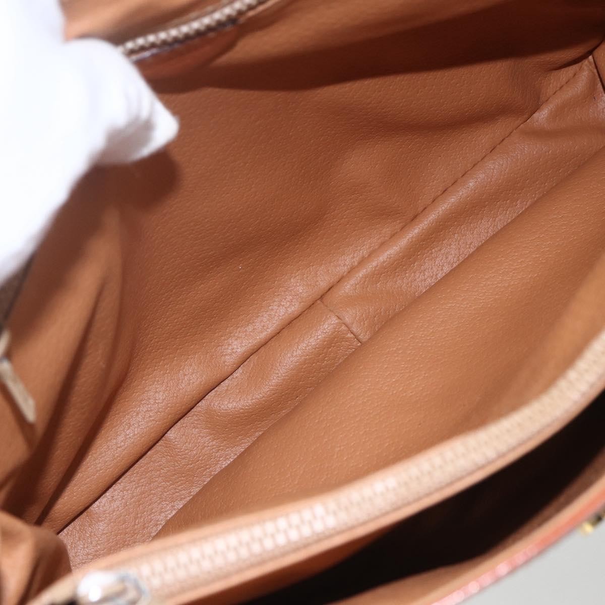 Celine Vintage Macadam Handbag Canvas and Leather, BEIGE, CANVAS, Handbag