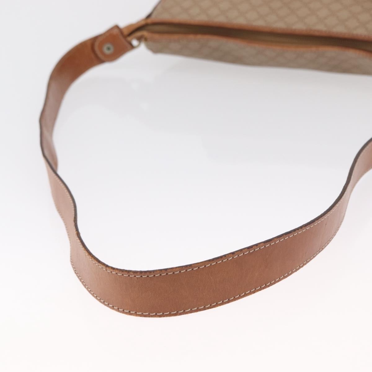 Celine Vintage Macadam Shoulder Bag Canvas and Leather, BEIGE, CANVAS, Shoulder bag