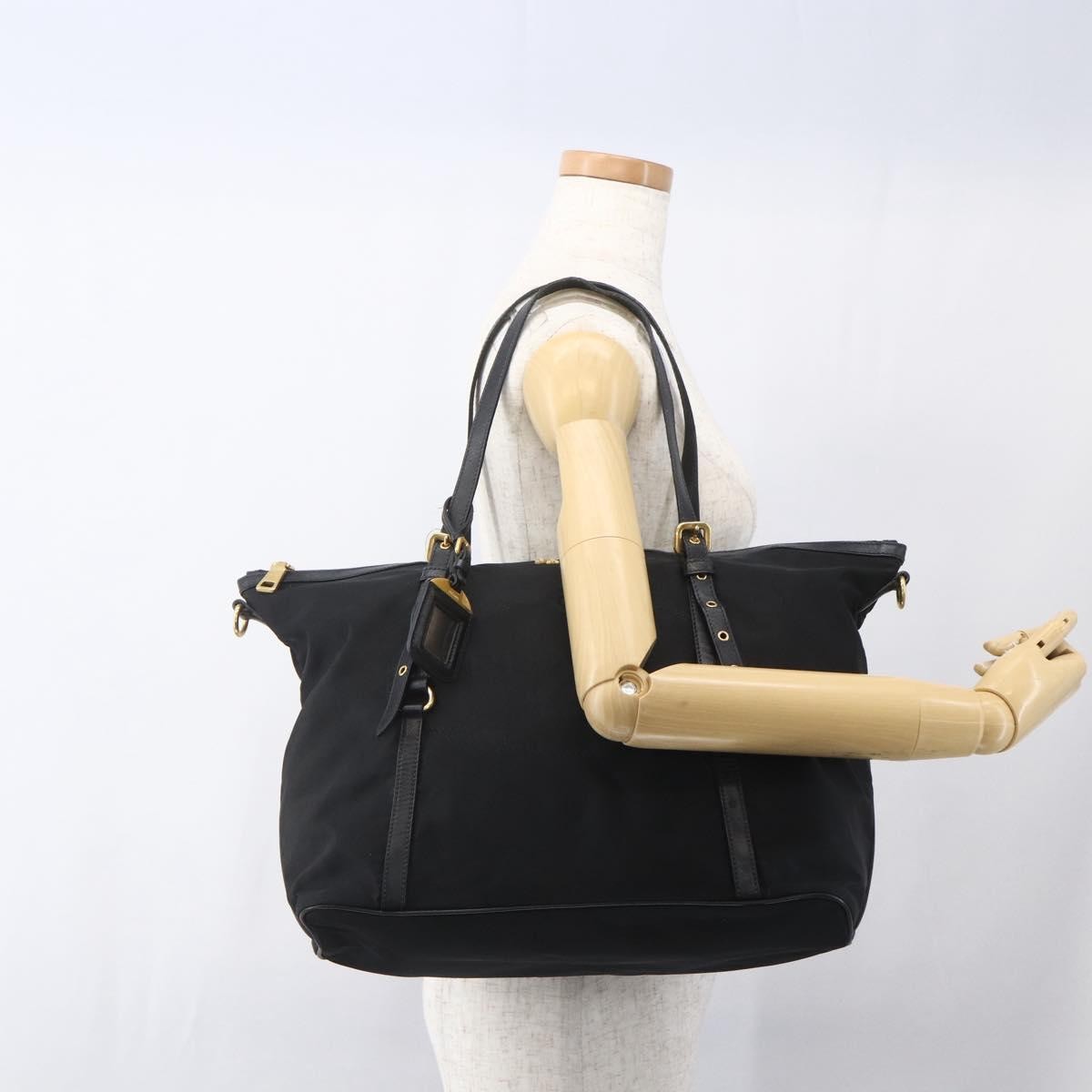 Prada Belted Tote Tessuto, BLACK, NYLON, Tote bag