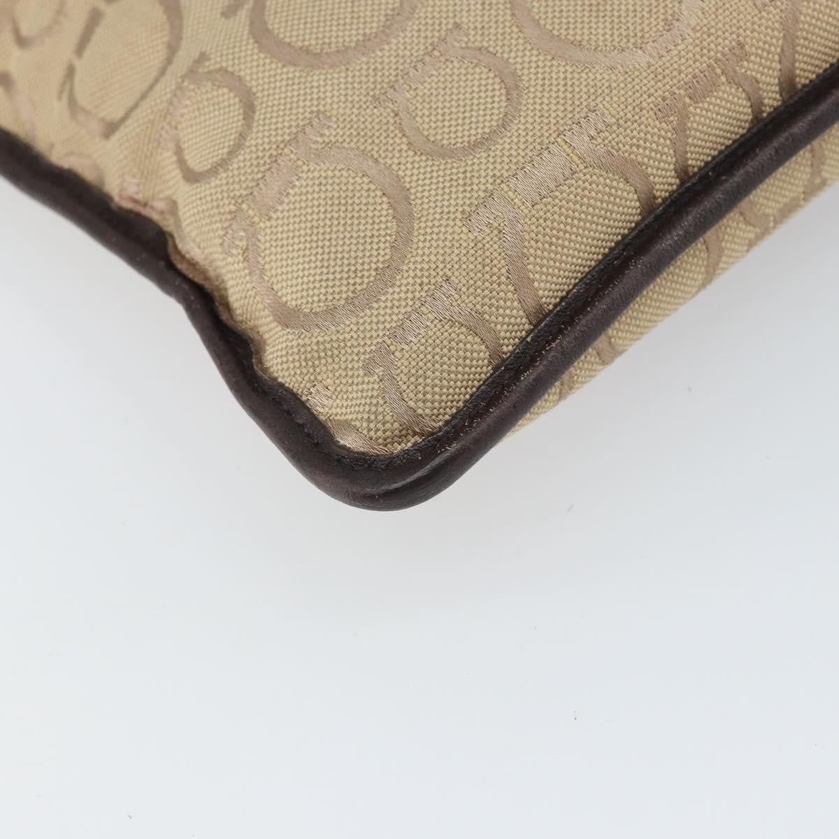 Salvatore Ferragamo Gancini Shoulder Bag Canvas, BEIGE, CANVAS, Shoulder bag