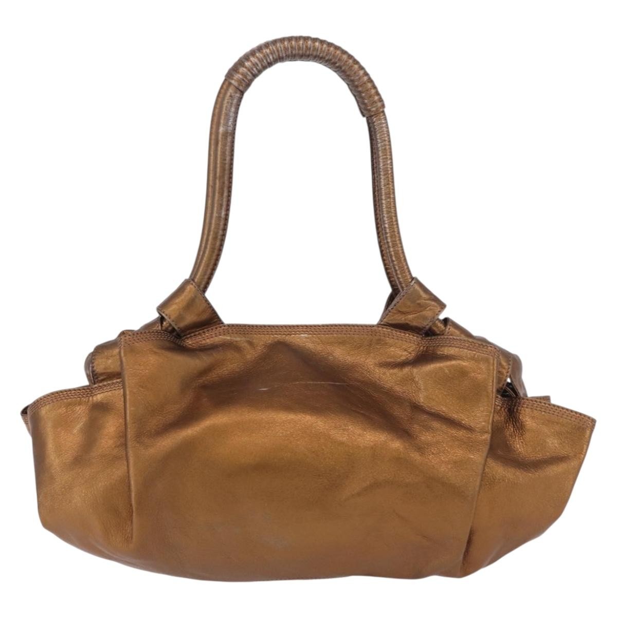 Loewe Anagram Logo Nappa Aire Hand Bag Leather, Gold, Leather, Handbag