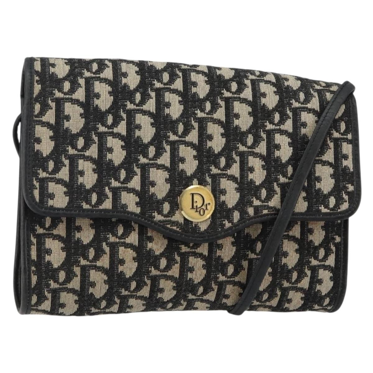 Christian Dior Vintage Trotter Shoulder Bag Canvas, NAVY, CANVAS, Shoulder bag