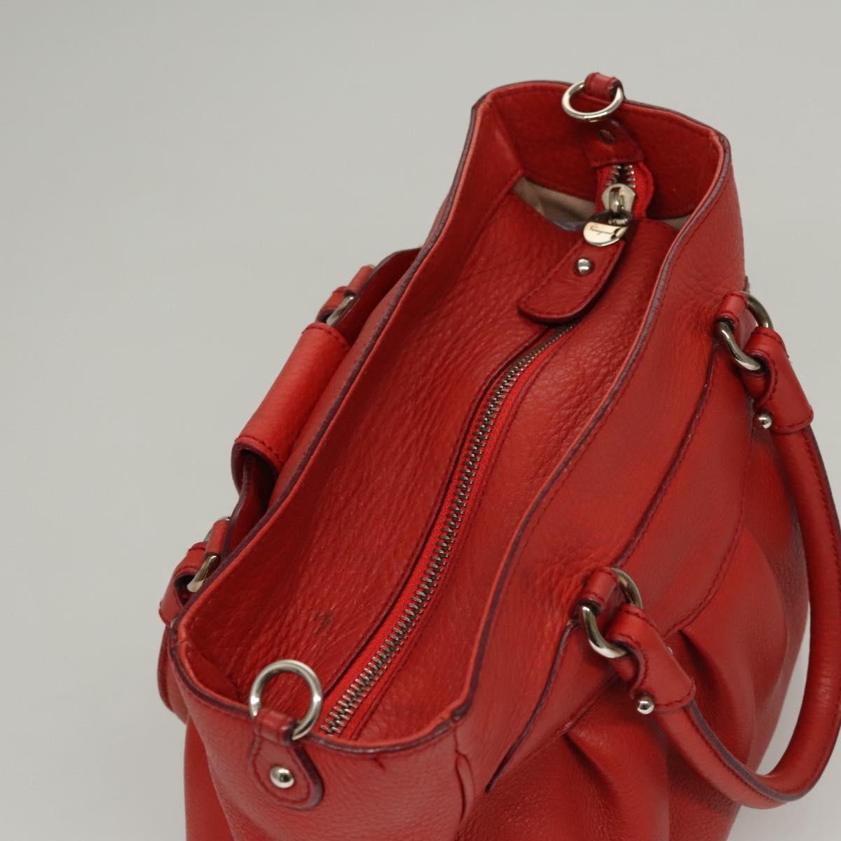 Salvatore Ferragamo Gancini handbag Leather, RED, LEATHER, Handbag