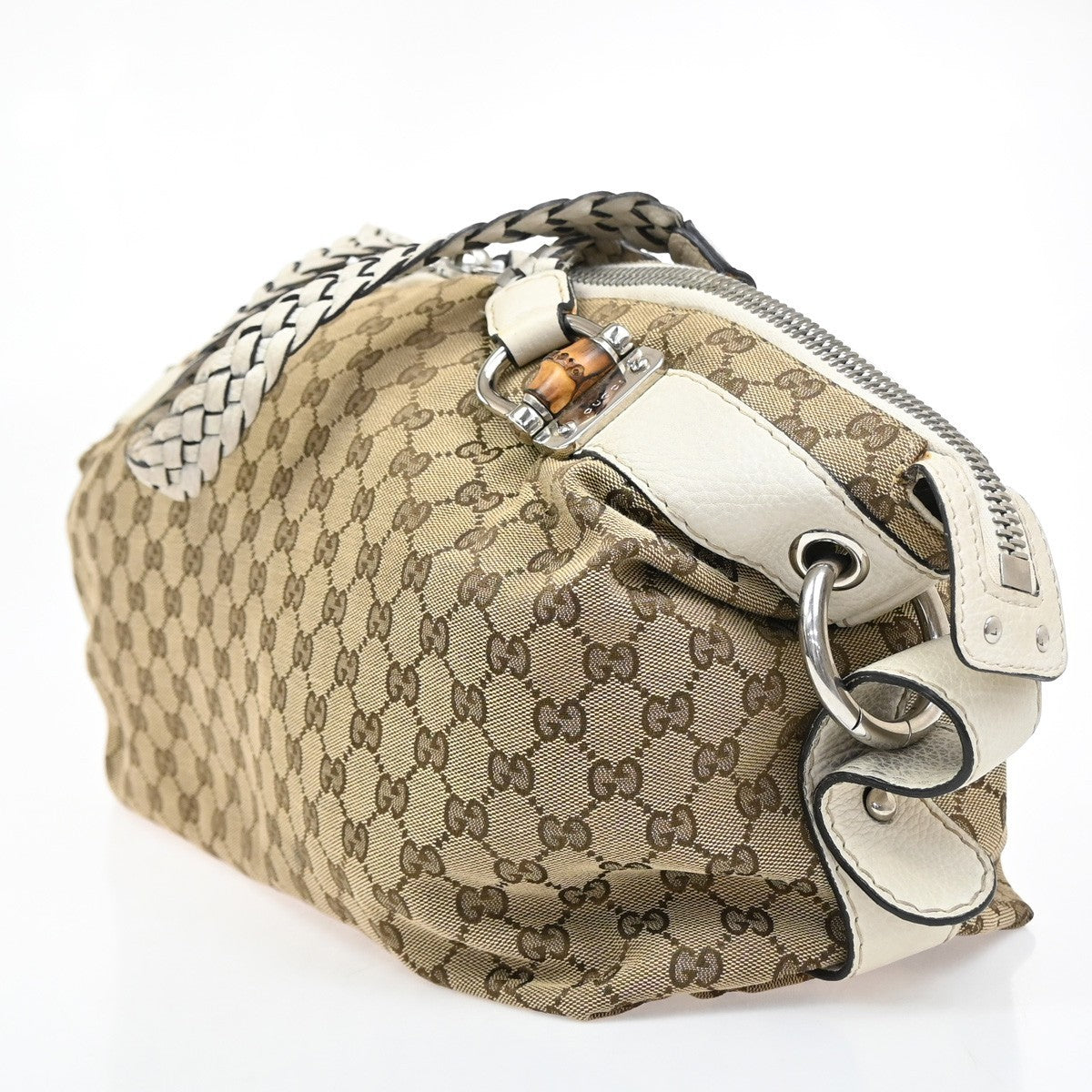 Gucci Bamboo Bar Shoulder Bag GG Canvas, BROWN, CANVAS, Shoulder bag