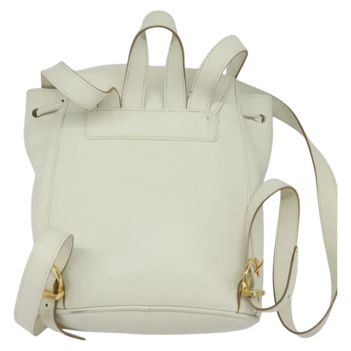 Salvatore Ferragamo Gancini Flap Drawstring Backpack Leather, WHITE, LEATHER, Backpack