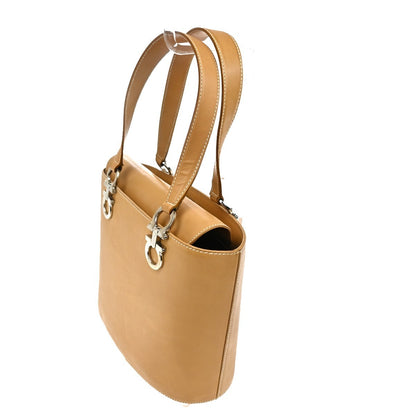Salvatore Ferragamo Gancini Shoulder Bag Leather, Brown, Leather, Shoulder Bag