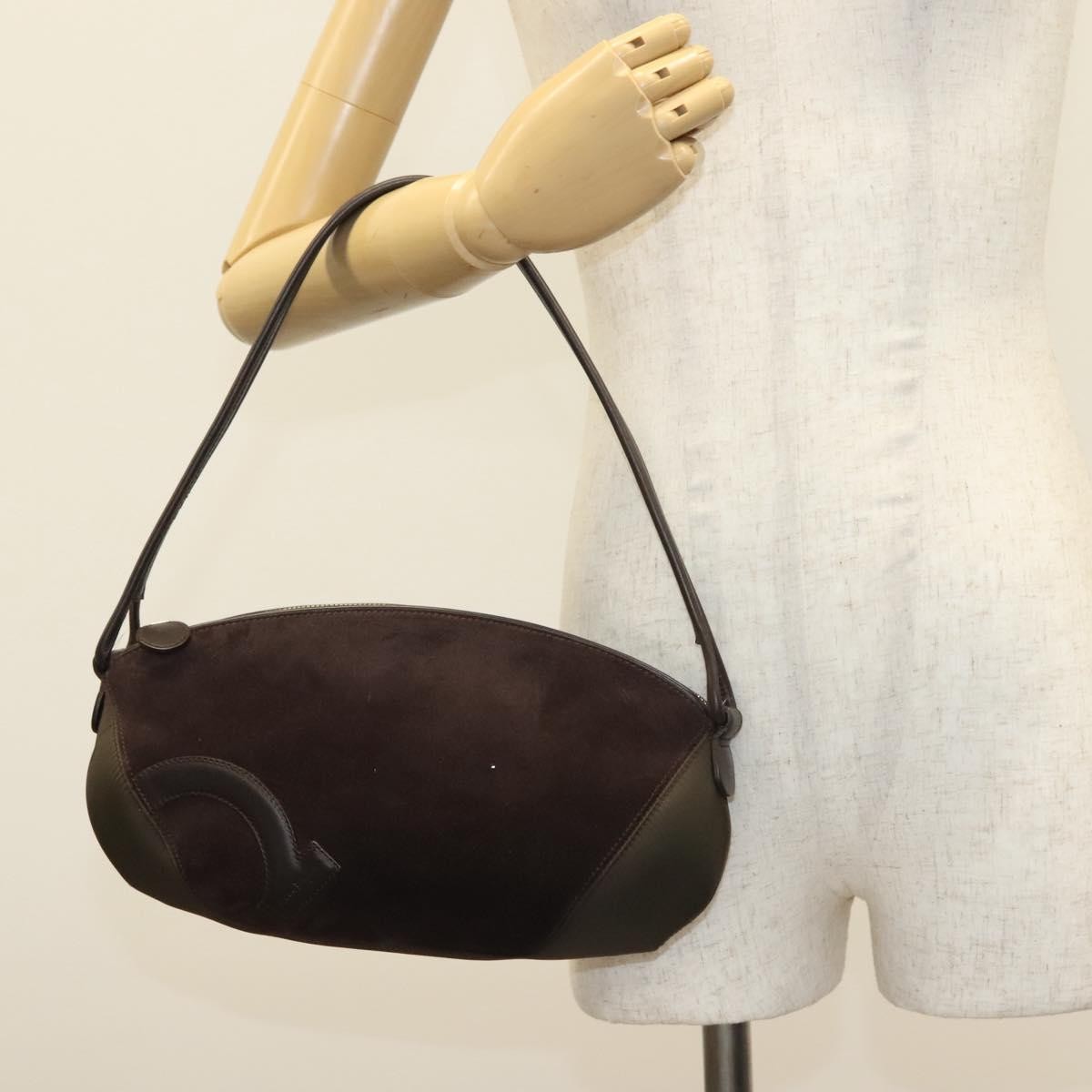 Salvatore Ferragamo Pochette Pony Hair, BROWN, SUEDE, Shoulder bag