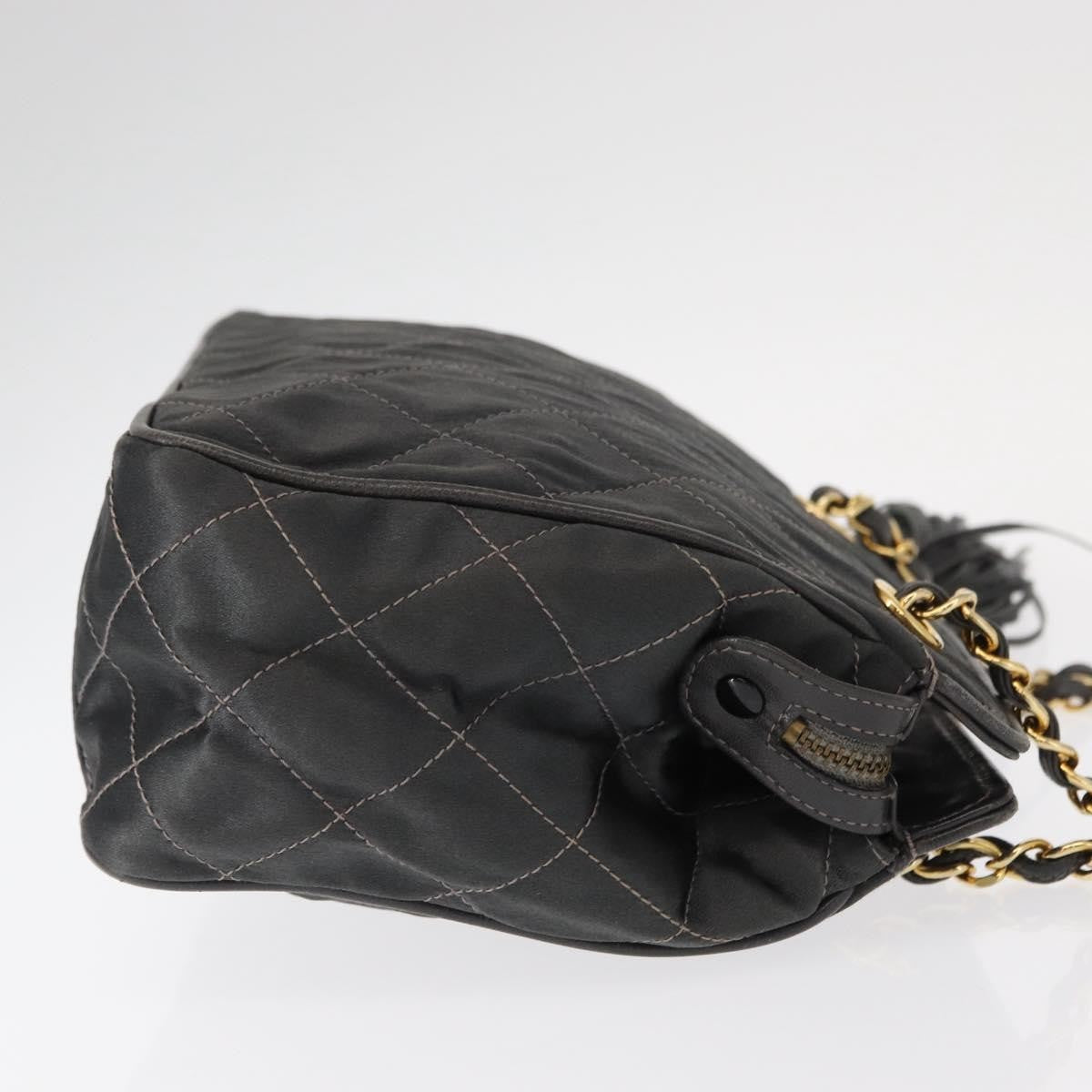 Chanel Vintage Shoulder Bag Satin, GRAY, SATIN, Shoulder bag