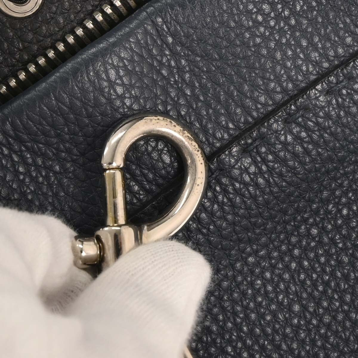 Fendi Monster Selleria Peekaboo Fit Bag Leather, NAVY, LEATHER, Tote bag