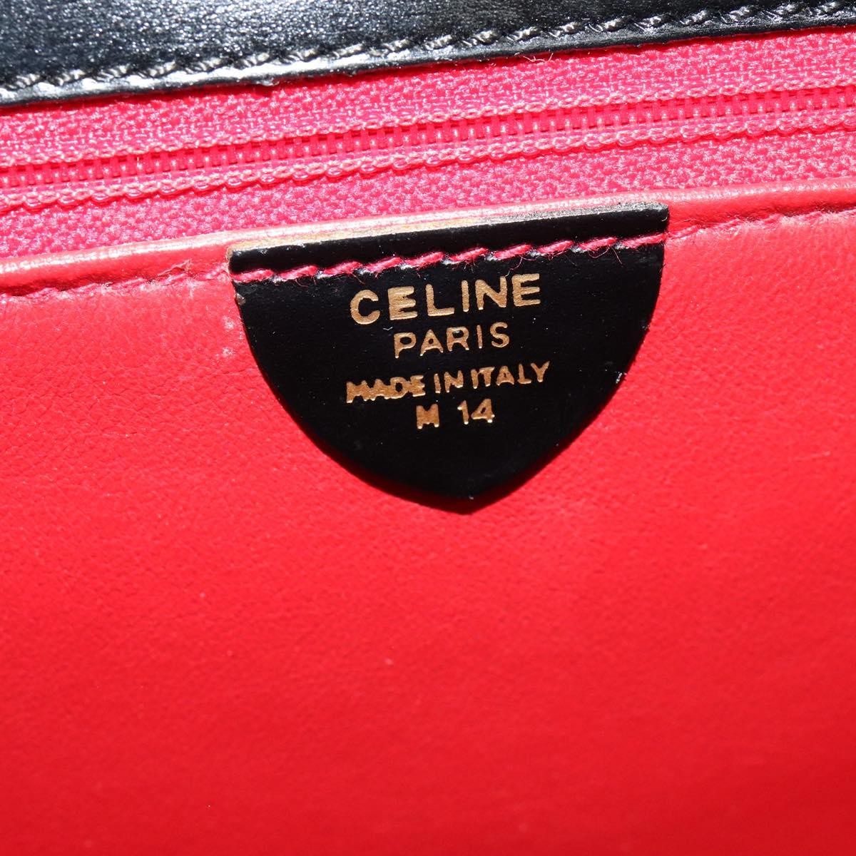 Celine Gancini Handbag Leather, BLACK, LEATHER, Handbag