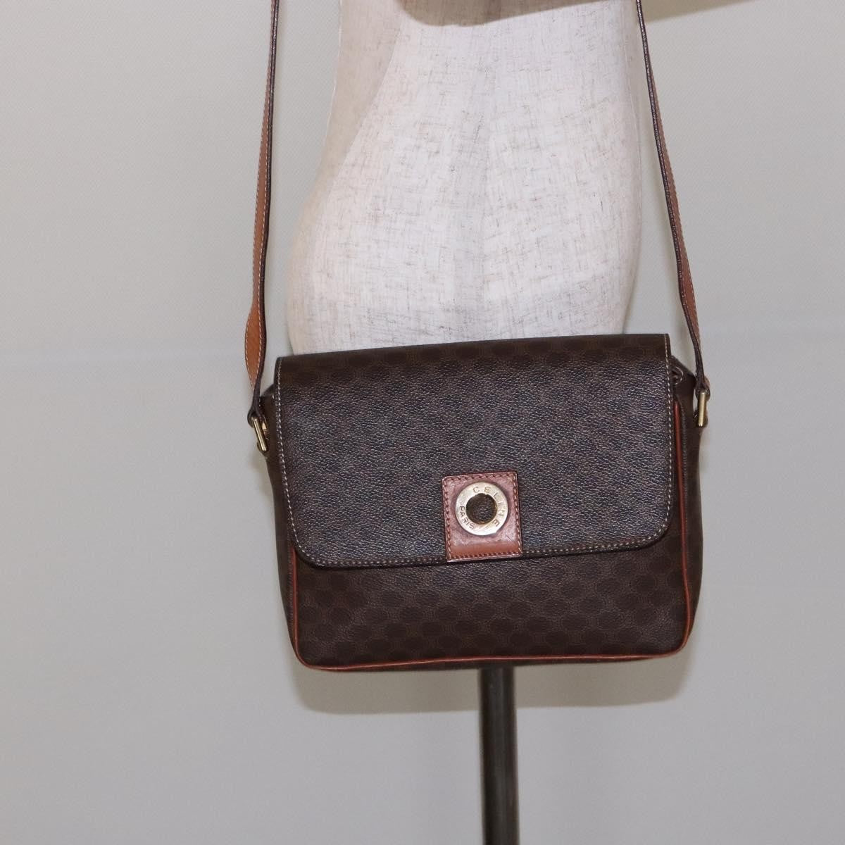 Celine Macadam Shoulder Bag PVC Leather, BROWN, CANVAS, Shoulder bag