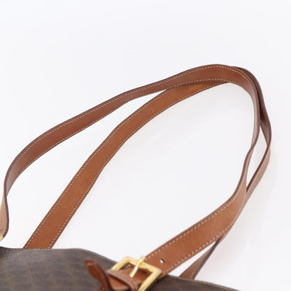 Celine Vintage Macadam Tote bag Canvas and Leather, BROWN, PVC, Tote bag