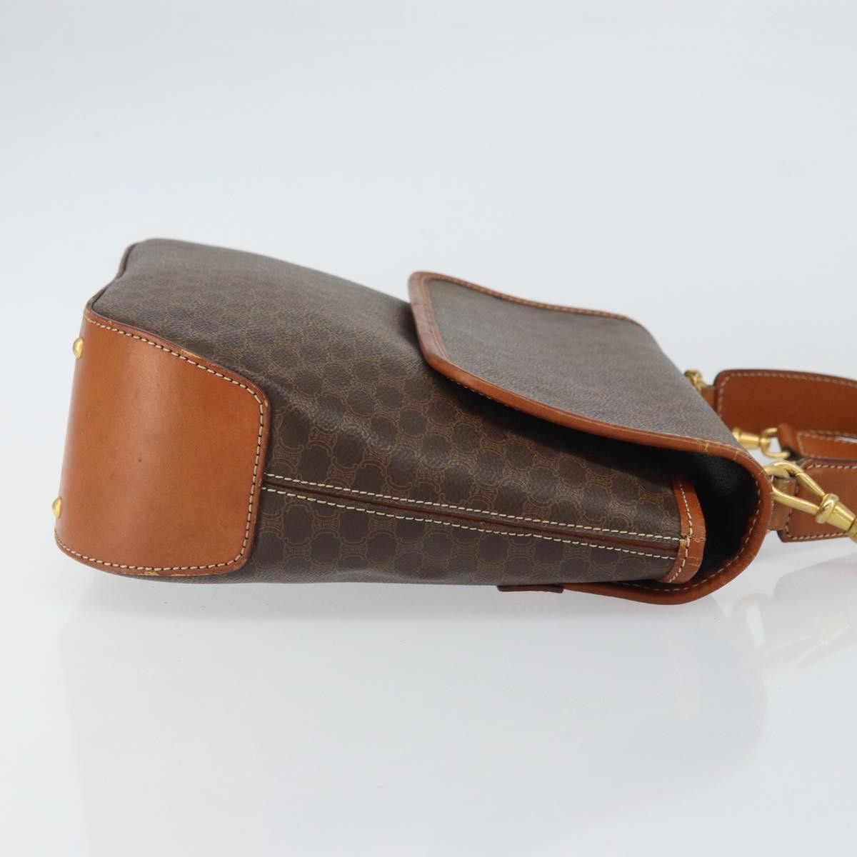 Celine Vintage Macadam Handbag Canvas and Leather, BROWN, CANVAS, Handbag