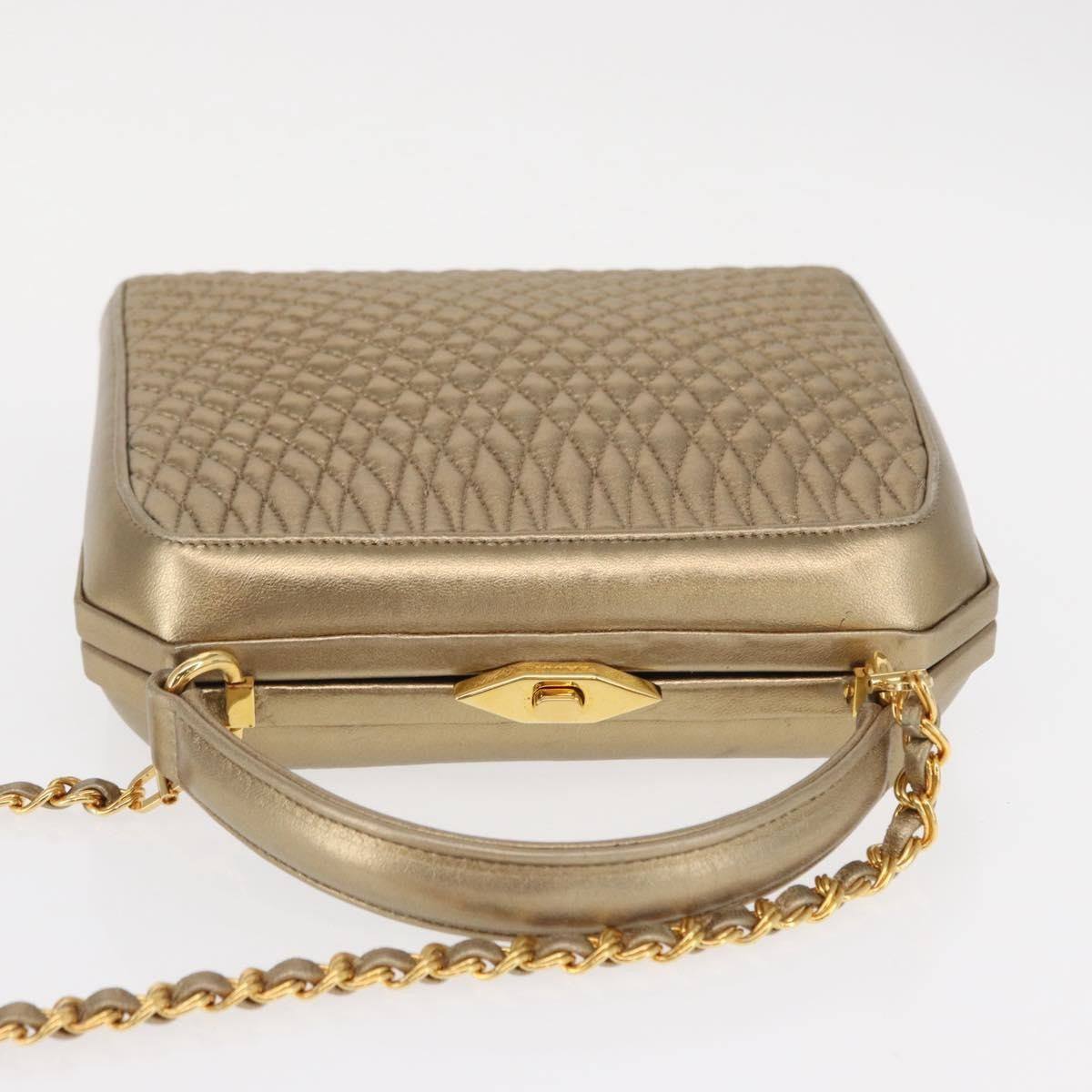 Bally Vintage Handbag Quilted Leather, GOLD, LEATHER, Handbag