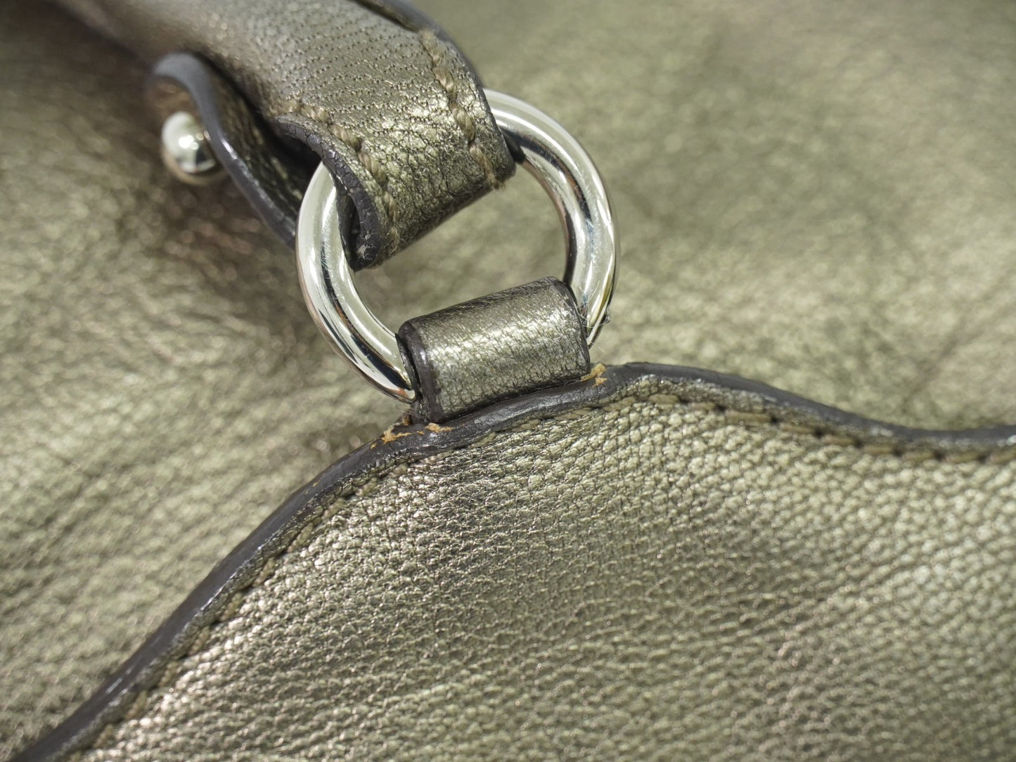 Salvatore Ferragamo Gancini Buckle Shoulder Bag Leather, GOLD, LEATHER, Shoulder bag