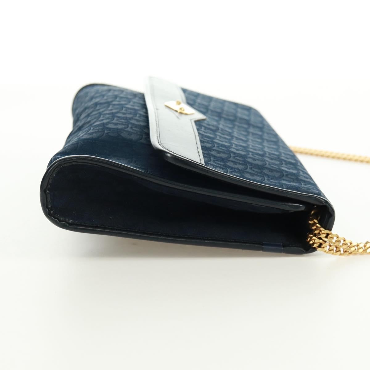 Christian Dior Vintage Chain Flap Shoulder Bag Diorissimo Canvas, Navy, Canvas, Shoulder Bag