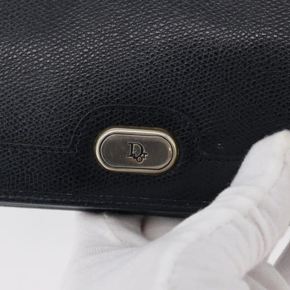 Christian Dior Vintage Chain Flap Shoulder Bag Leather, NAVY, LEATHER, Shoulder bag