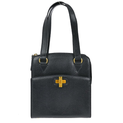 Celine Vintage turn lock shoulder bag Leather, NAVY, LEATHER, Handbag