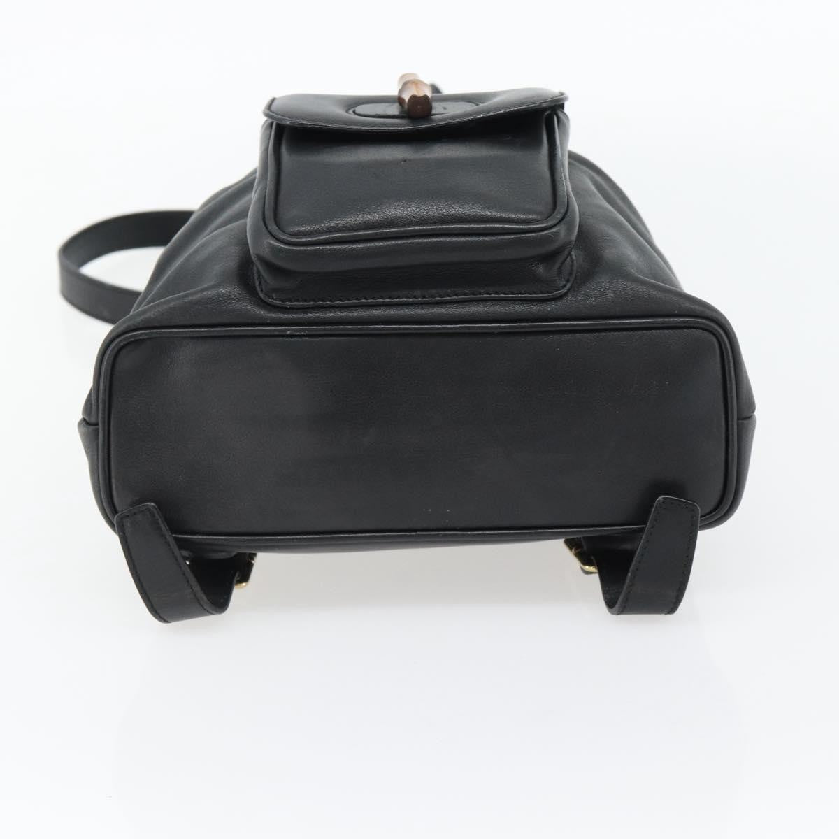 Gucci Vintage Bamboo Backpack Leather, Black, Leather, Backpack