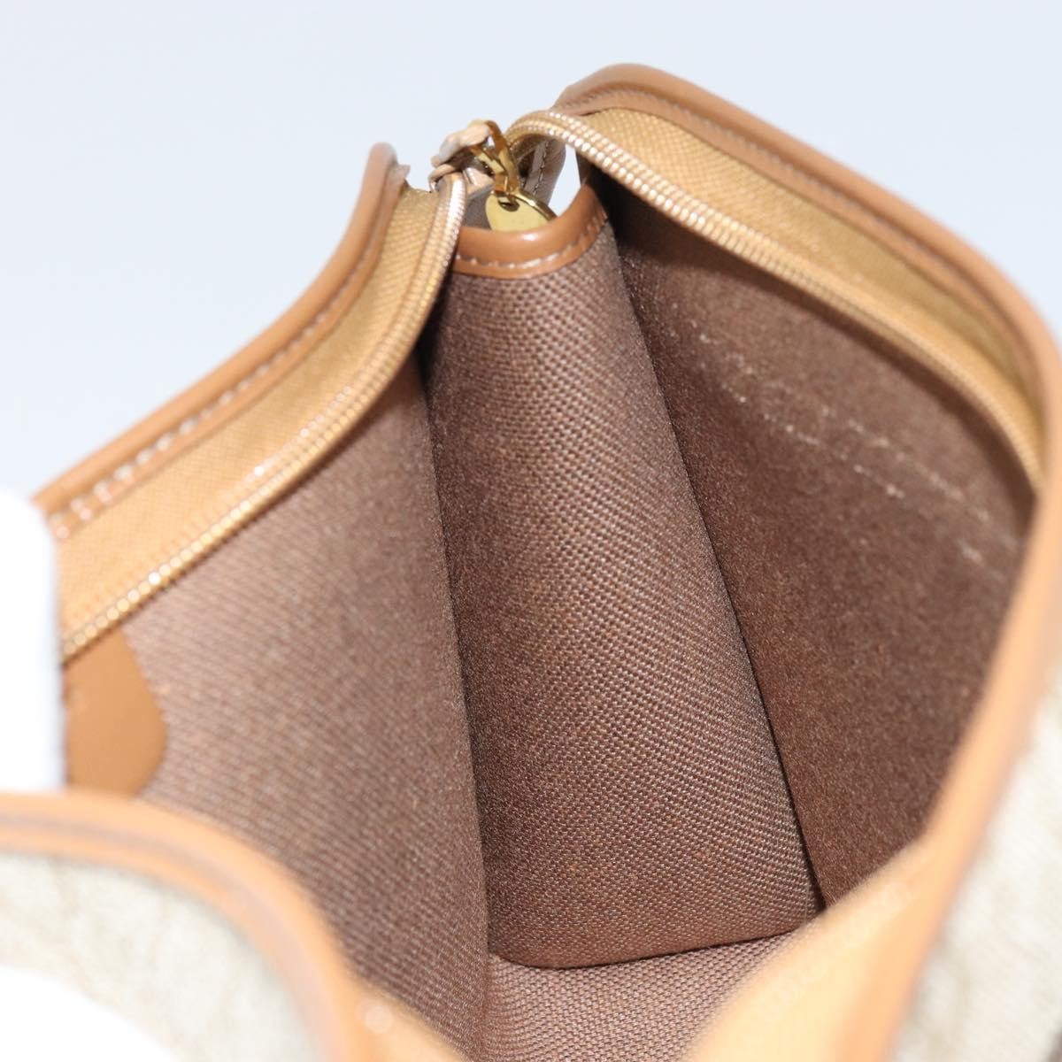 Christian Dior Vintage Honeycomb Zip Pouch Coated Canvas, Beige, Canvas, Clutch