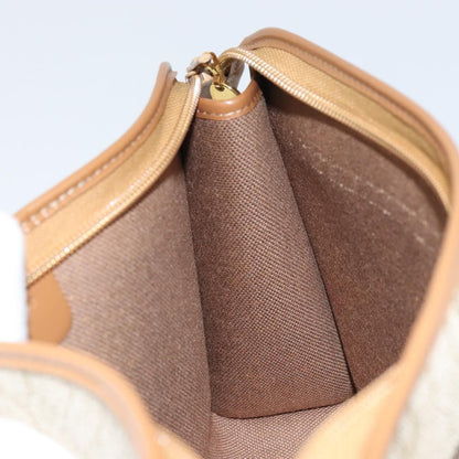 Christian Dior Vintage Honeycomb Zip Pouch Coated Canvas, Beige, Canvas, Clutch