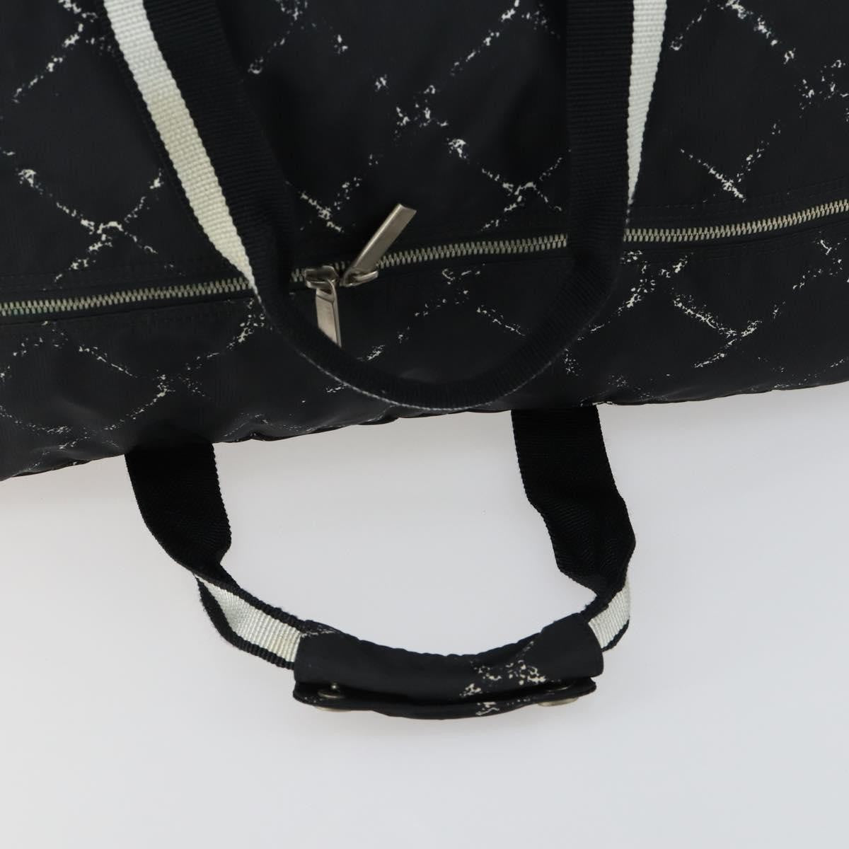 Chanel Travel Line Boston Bag Printed Nylon, BLACK, NYLON, Travel bag