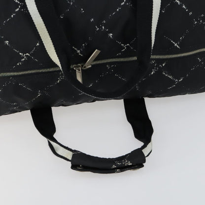 Chanel Travel Line Boston Bag Printed Nylon, BLACK, NYLON, Travel bag