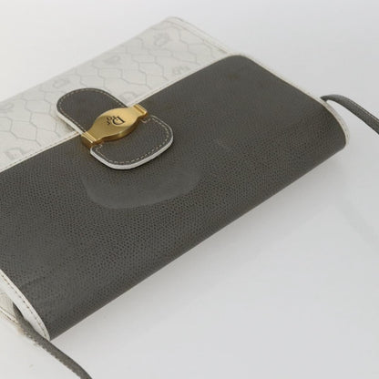 Christian Dior Vintage Honeycomb Shoulder Bag Canvas and Leather, WHITE, CANVAS, Shoulder bag