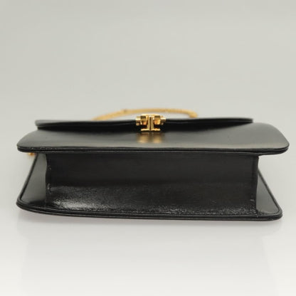 Christian Dior Vintage Chain Flap Shoulder Bag Leather, BLACK, LEATHER, Shoulder bag
