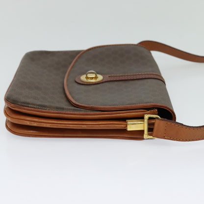 Celine Vintage Macadam Shoulder Bag Canvas and Leather, Brown, Canvas, Shoulder Bag