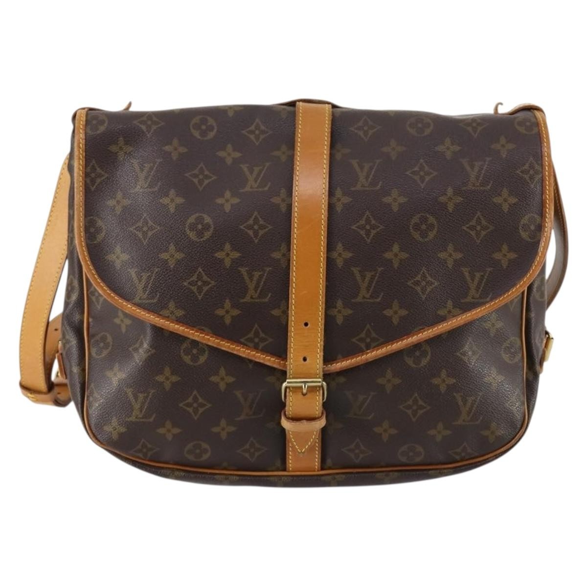 Louis Vuitton Saumur Handbag Monogram Canvas, BROWN, CANVAS, Handbag
