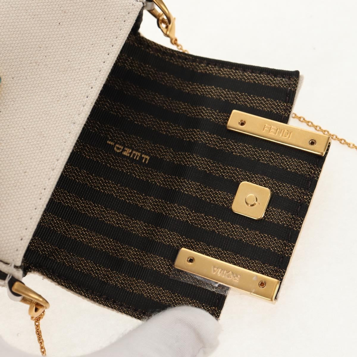 Fendi Chain Baguette Charm Bag Zucca Embroidered Canvas, MULTICOLOUR, CANVAS, Shoulder bag