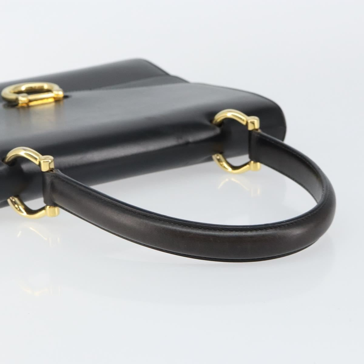 Celine Vintage Top Handle Bag Glazed Leather, BLACK, LEATHER, Handbag