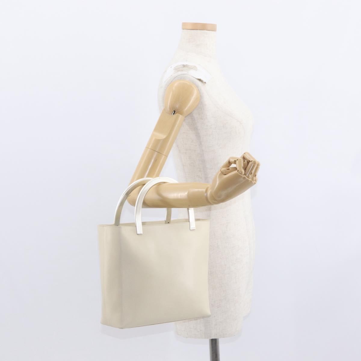 Prada Vintage Tote Leather, WHITE, LEATHER, Handbag