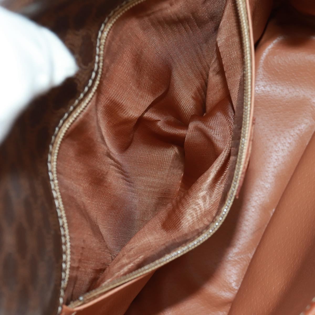 Celine Vintage Macadam Circle Logo Shoulder Bag Canvas and Leather, BROWN, CANVAS, Shoulder bag