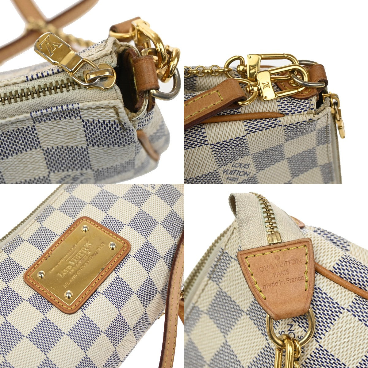Louis Vuitton Eva Handbag Damier, WHITE, CANVAS, Handbag