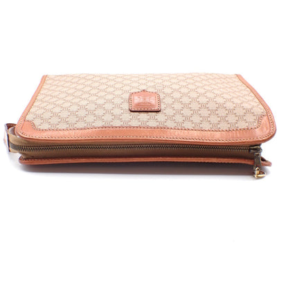 Celine Macadam Pochette Canvas and Leather, BROWN, CANVAS, Clutche & pouche