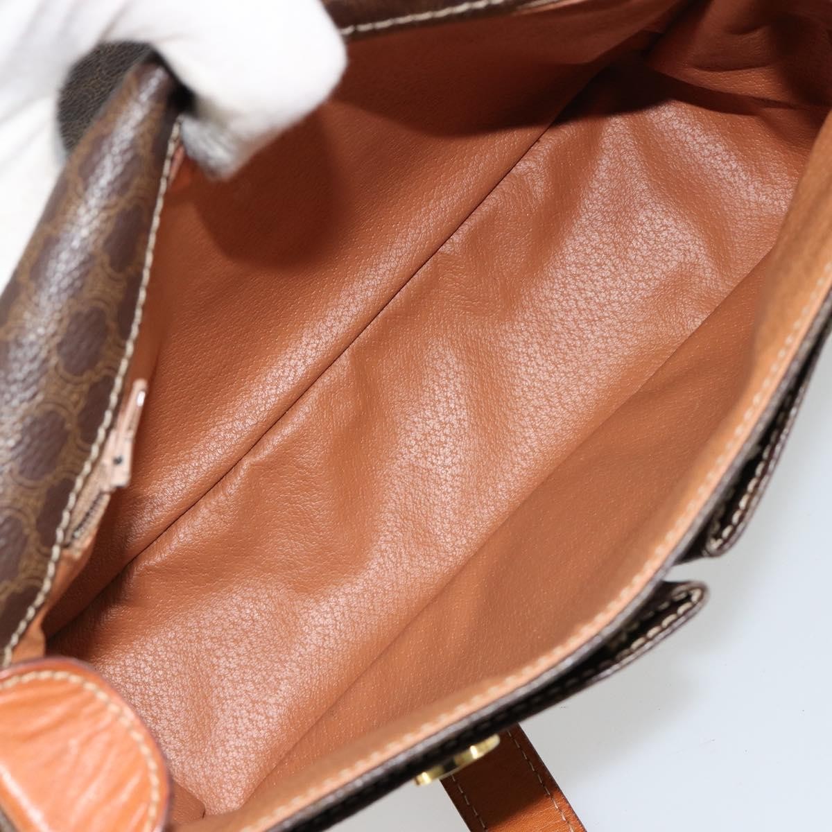 Celine Vintage Macadam Circle Logo Shoulder Bag Canvas and Leather, Brown, Canvas, Shoulder Bag
