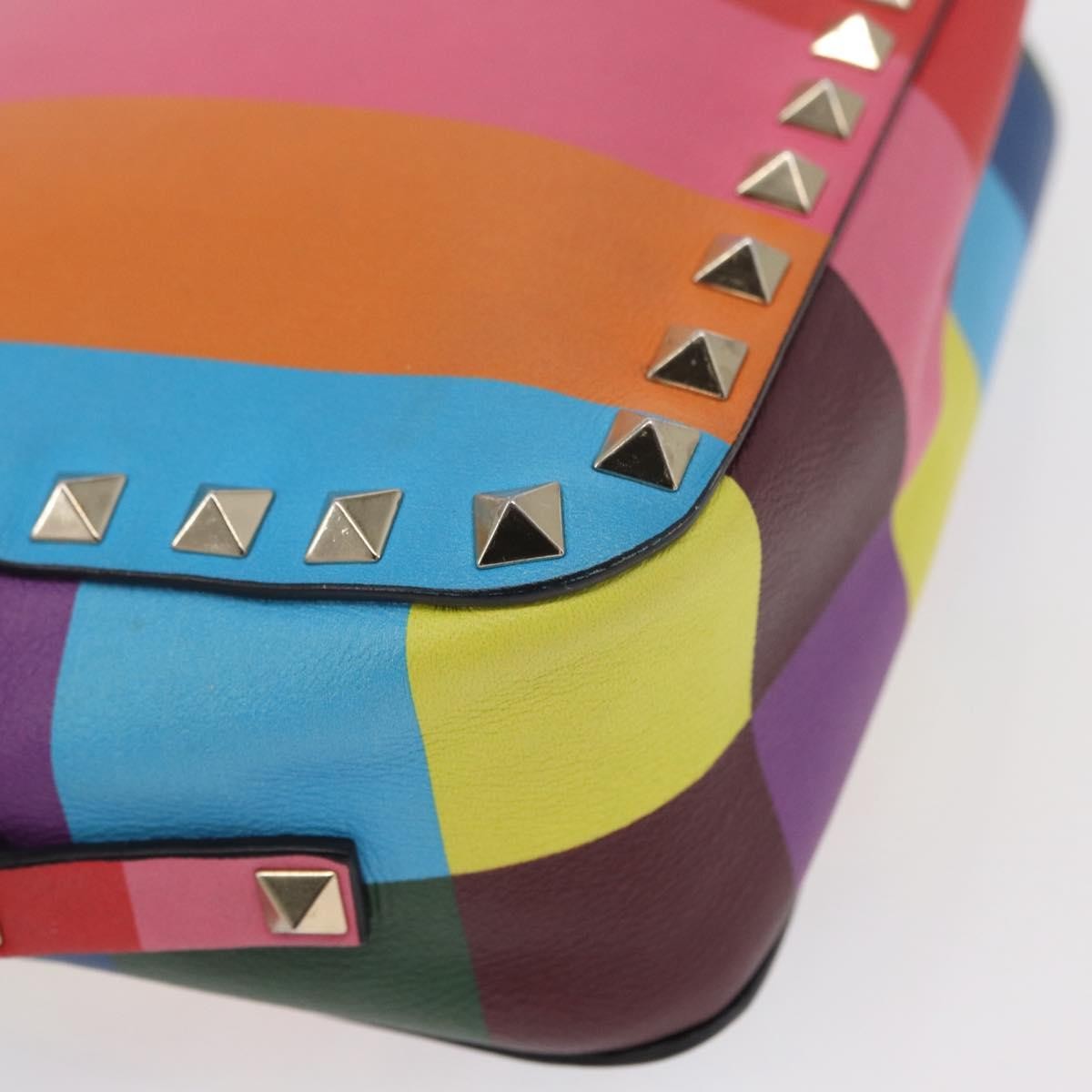 Valentino Garavani Rockstud 1973 Camera Crossbody Bag Striped Leather, GOLD, LEATHER, Shoulder bag