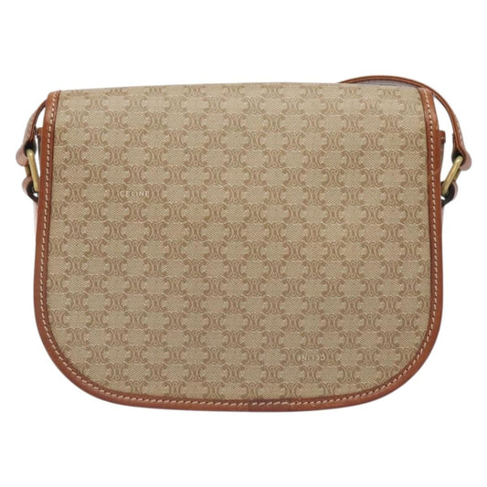 Celine Vintage Macadam Shoulder Bag Canvas, BEIGE, PVC, Shoulder bag