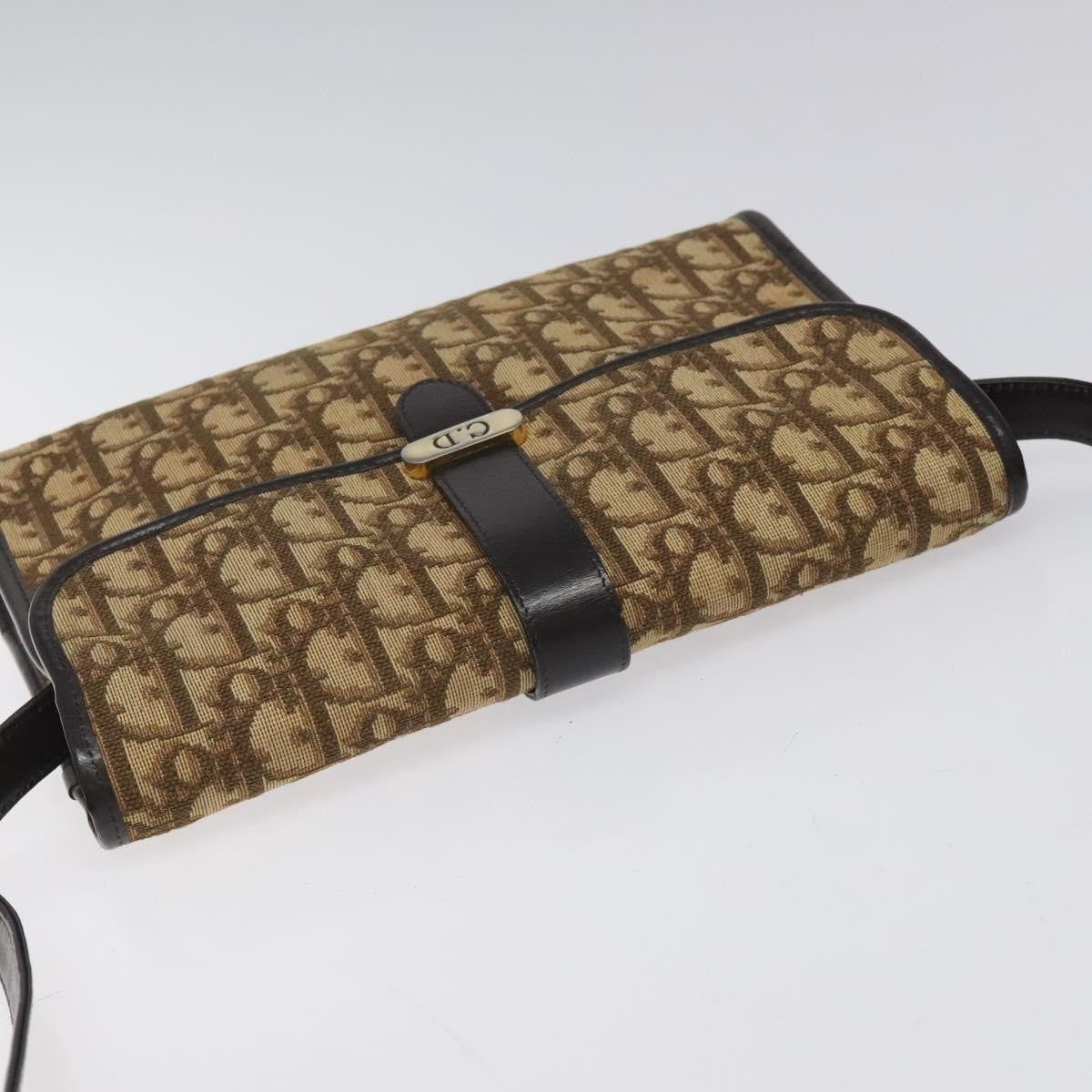 Christian Dior Vintage Trotter Crossbody Bag Diorissimo Coated Canvas, BROWN, CANVAS, Crossbody bag