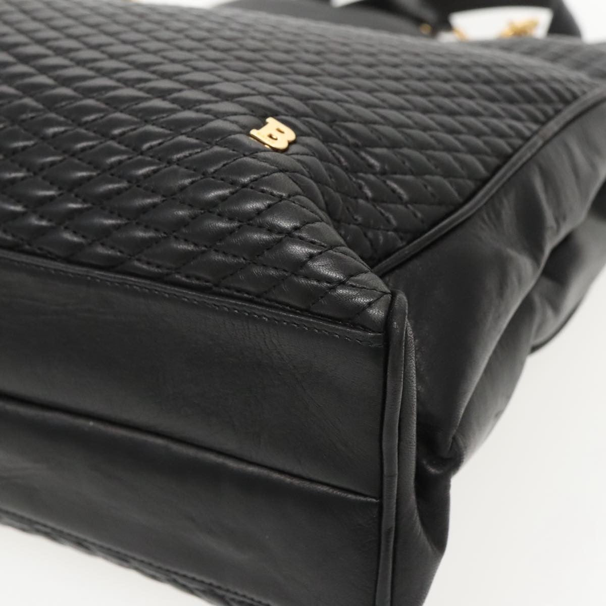 Bally Vintage Tote Bag Quilted Leather, Black, Leather, Shoulder Bag