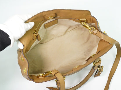 Prada Vintage Handbag Leather, BEIGE, LEATHER, Handbag