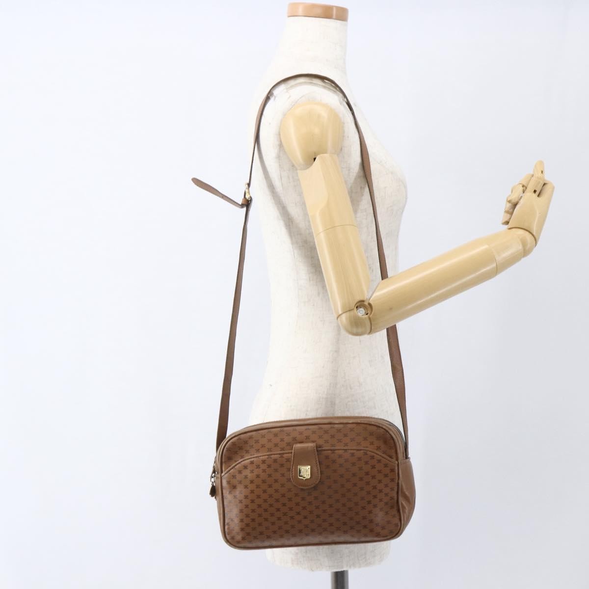 Celine Vintage Macadam Shoulder Bag Canvas and Leather, BROWN, CANVAS, Shoulder bag