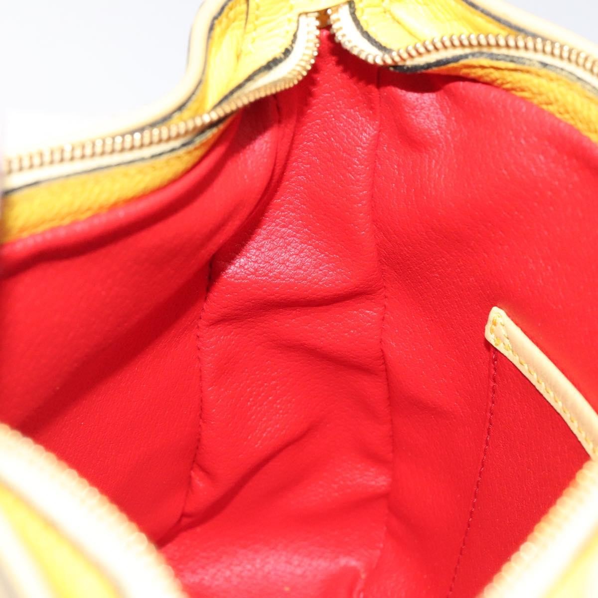 Celine Vintage Shoulder Bag Leather, YELLOW, LEATHER, Shoulder bag