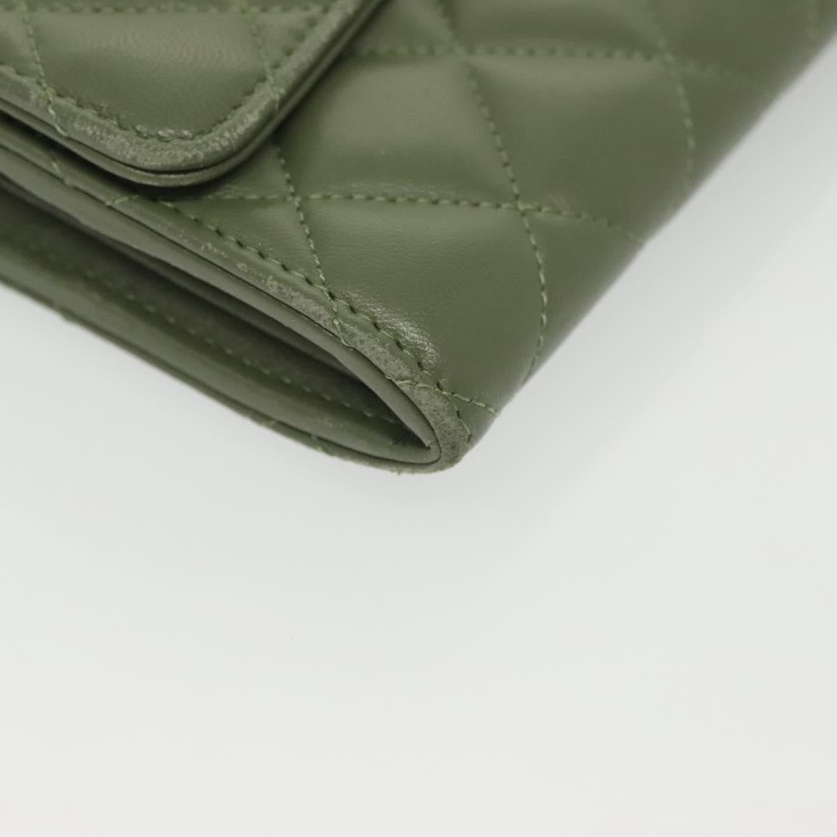 Chanel CC Gusset Classic Flap Wallet Quilted Lambskin, GREEN, LEATHER, Wallets