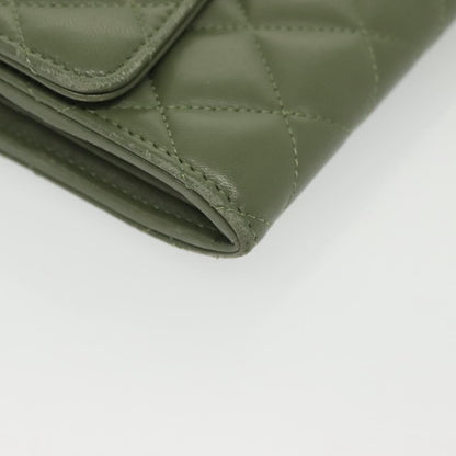 Chanel CC Gusset Classic Flap Wallet Quilted Lambskin, GREEN, LEATHER, Wallets