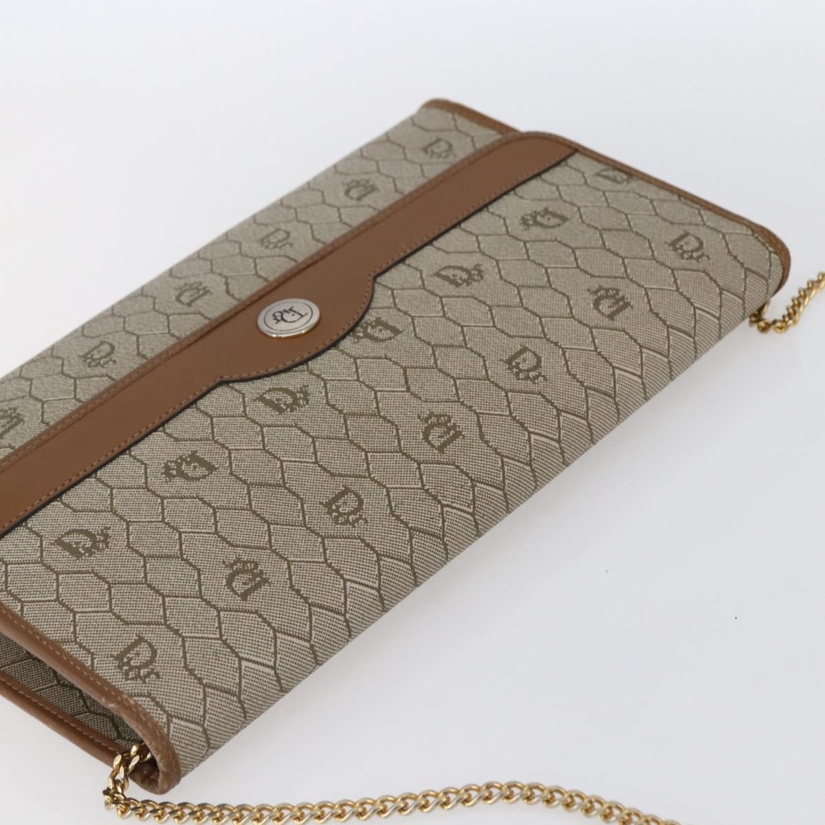 Christian Dior Vintage Honeycomb chain Canvas, BEIGE, CANVAS, Shoulder bag