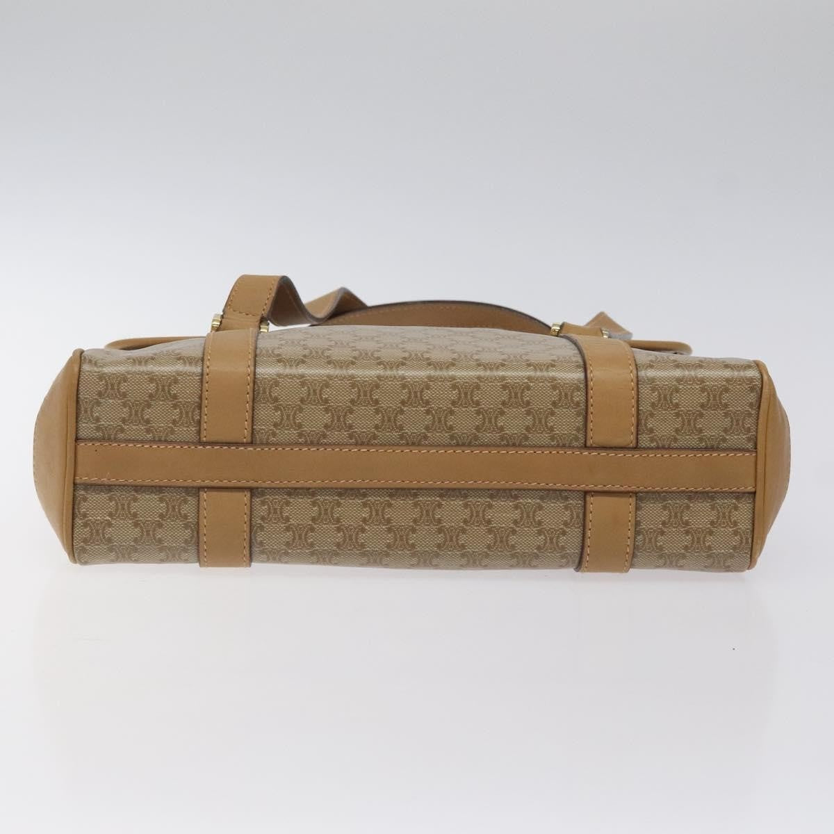 Celine Vintage Macadam Handbag Canvas and Leather, Beige, Canvas, Handbag