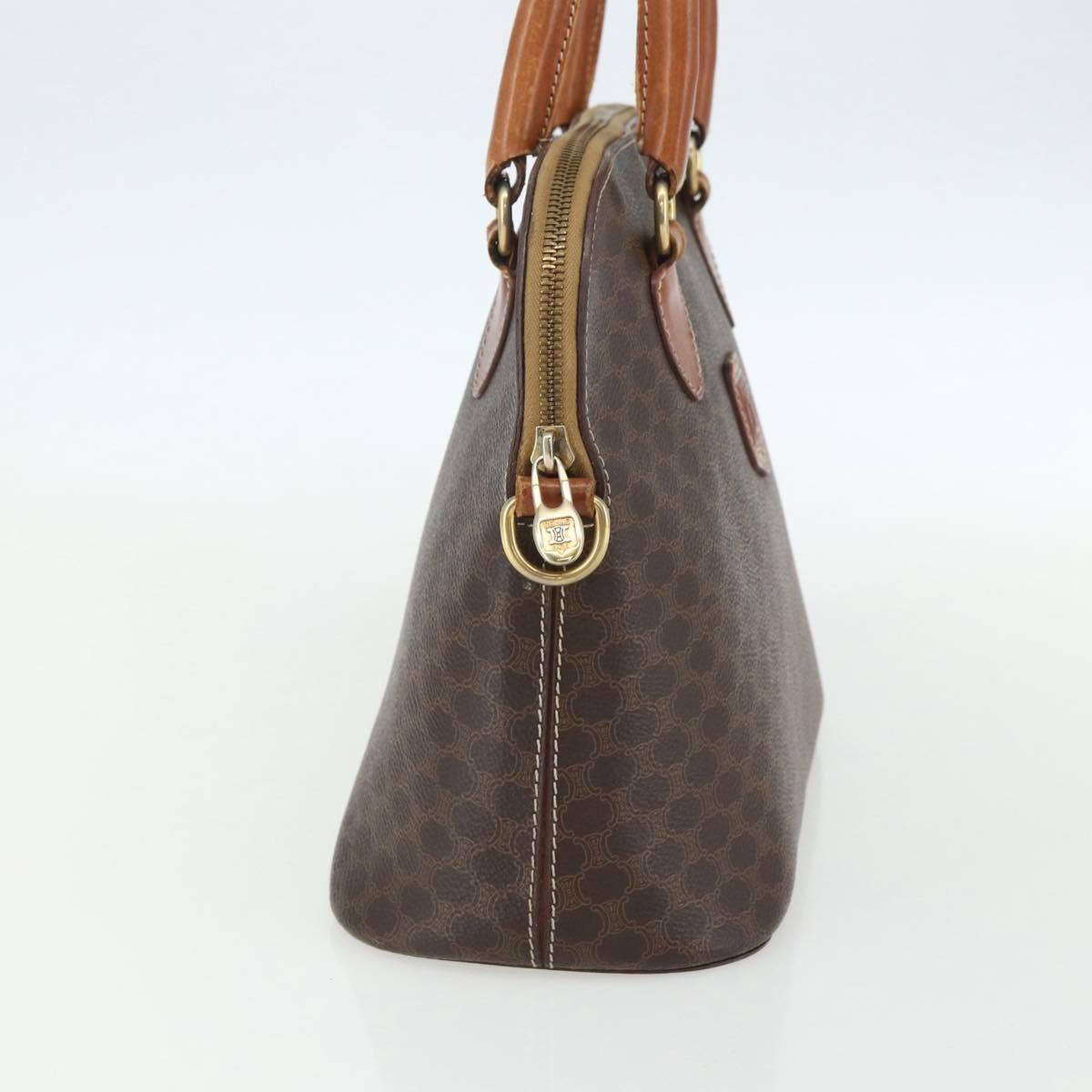 Celine Vintage Macadam Handbag Canvas and Leather, BROWN, CANVAS, Handbag